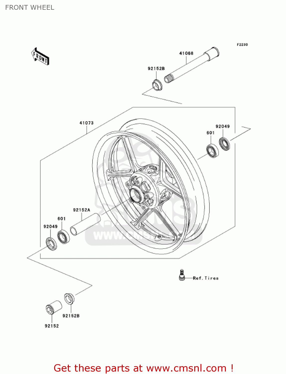 FRONT WHEEL ZX636D6F NINJA ZX6R 2006 USA CALIFORNIA CANADA