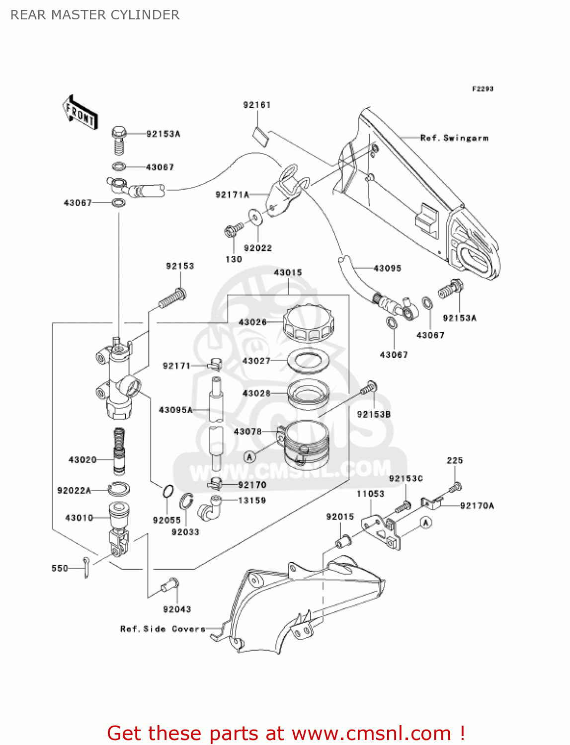 REAR MASTER CYLINDER ZX636D6F NINJA ZX6R 2006 USA CALIFORNIA CANADA