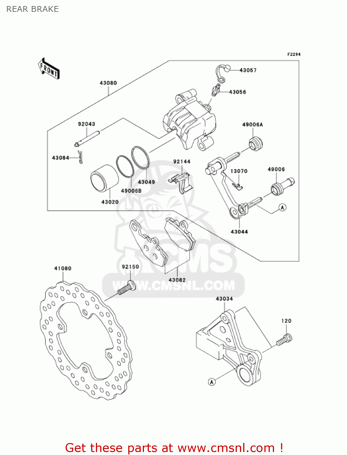 REAR BRAKE ZX636D6F NINJA ZX6R 2006 USA CALIFORNIA CANADA