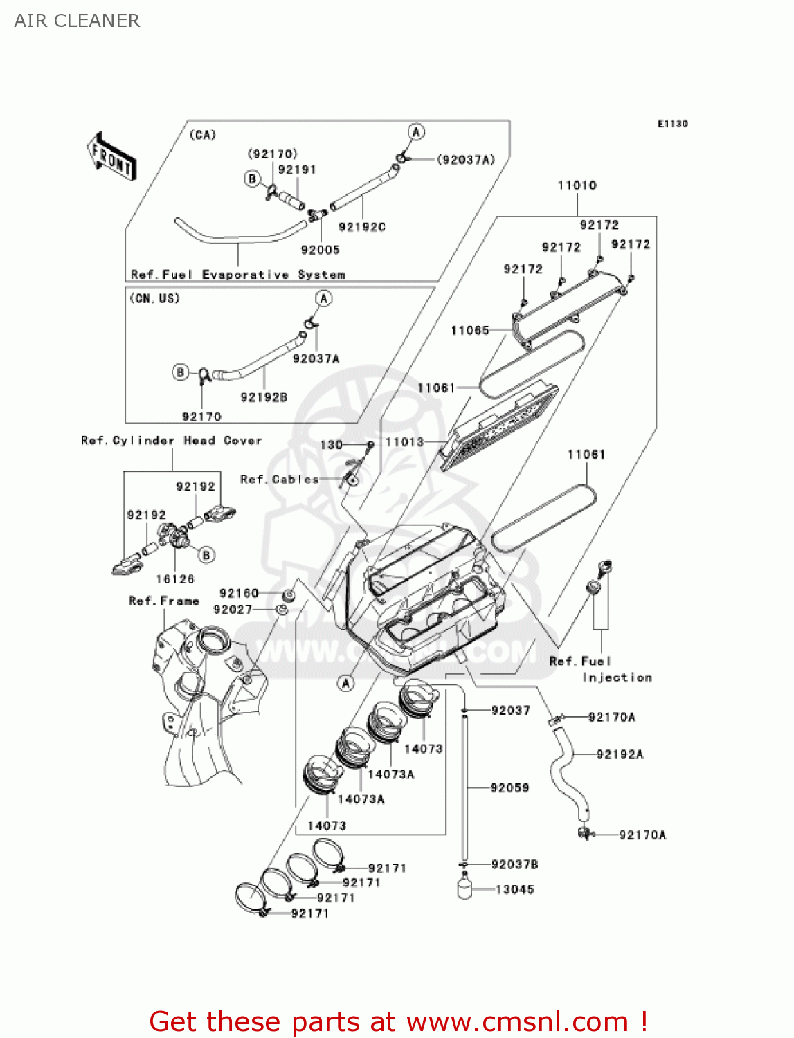 AIR CLEANER ZX636D6F NINJA ZX6R 2006 USA CALIFORNIA CANADA
