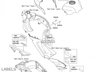 LABELS - ZX636D6F NINJA ZX6R 2006 USA CALIFORNIA CANADA