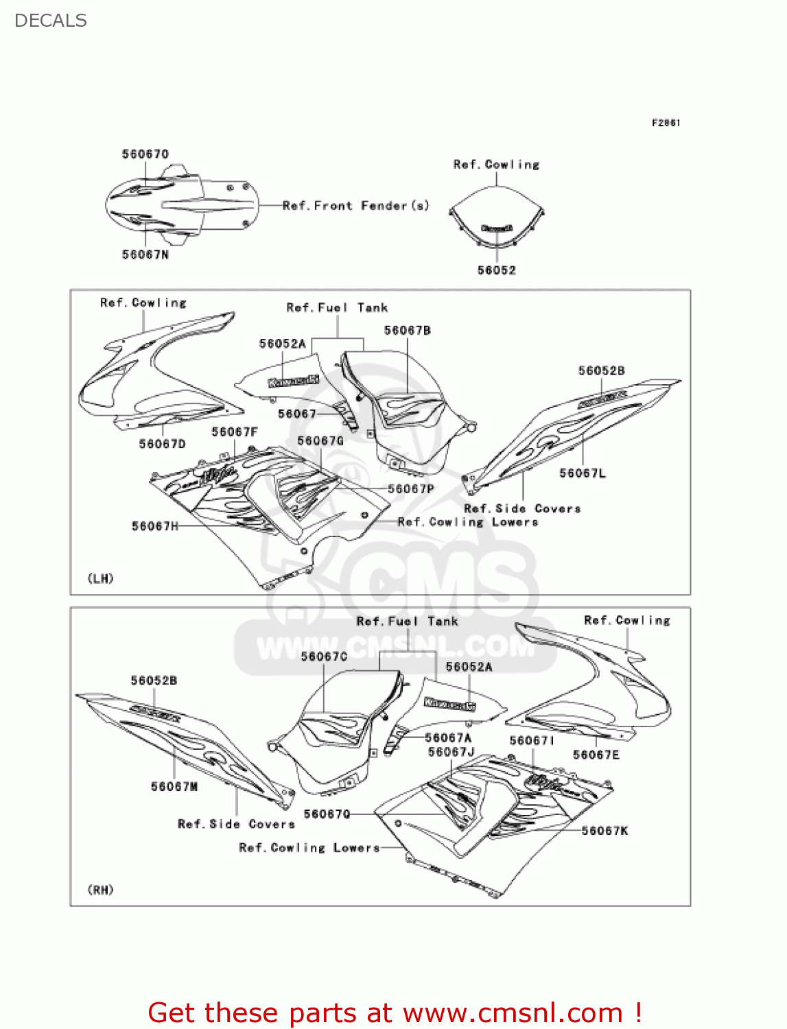 DECALS ZX636D6F ZX6R 2006 USA CALIFORNIA CANADA