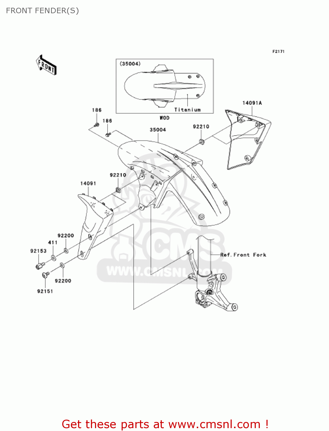 FRONT FENDER(S) ZX636D6F ZX6R 2006 USA CALIFORNIA CANADA