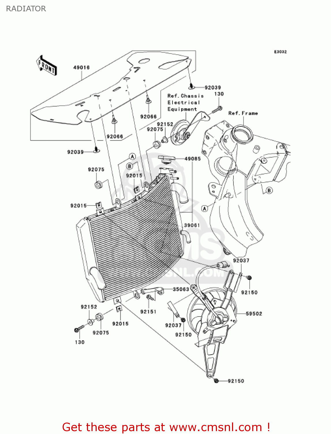 RADIATOR ZX636D6F ZX6R 2006 USA CALIFORNIA CANADA