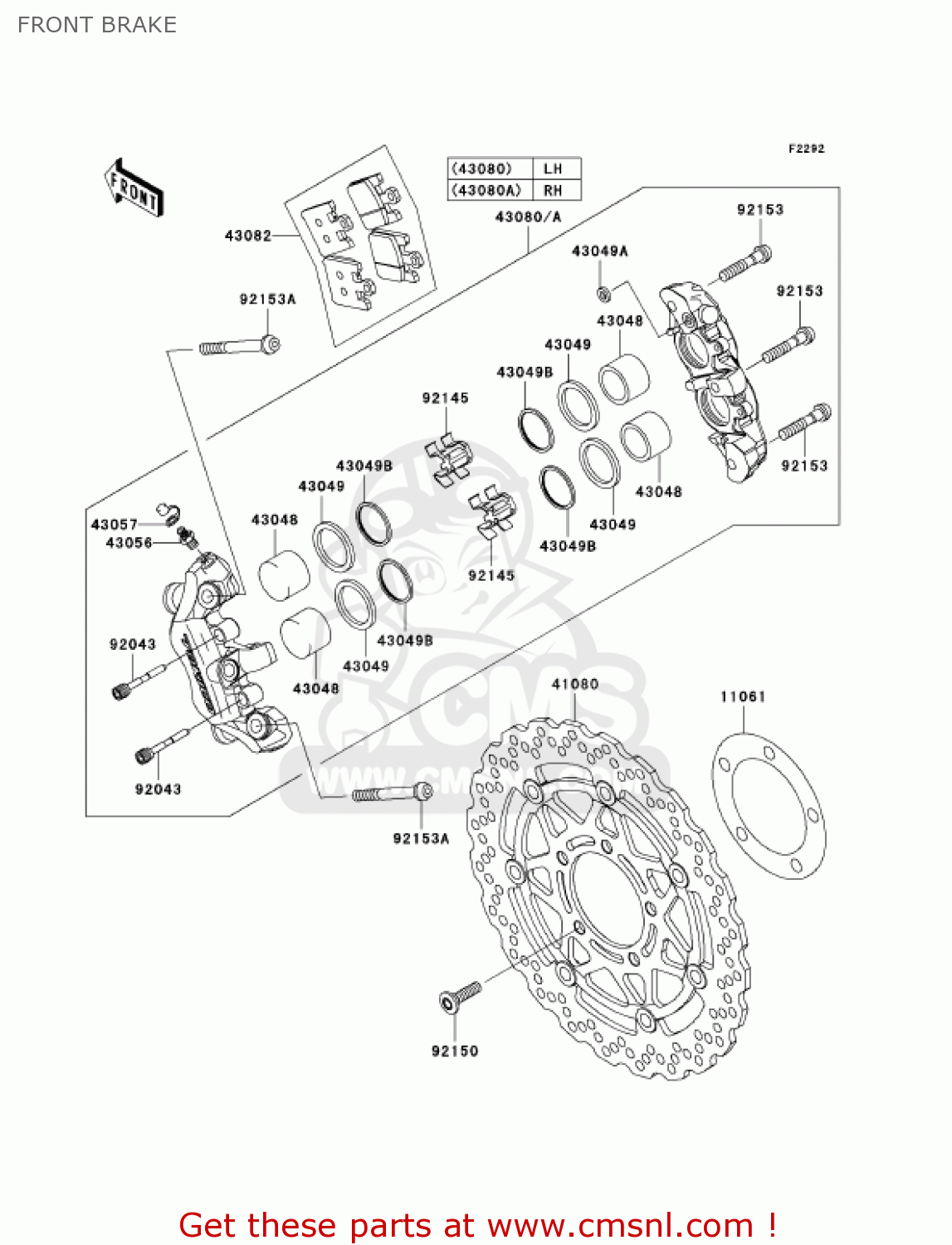 FRONT BRAKE ZX636D6F ZX6R 2006 USA CALIFORNIA CANADA