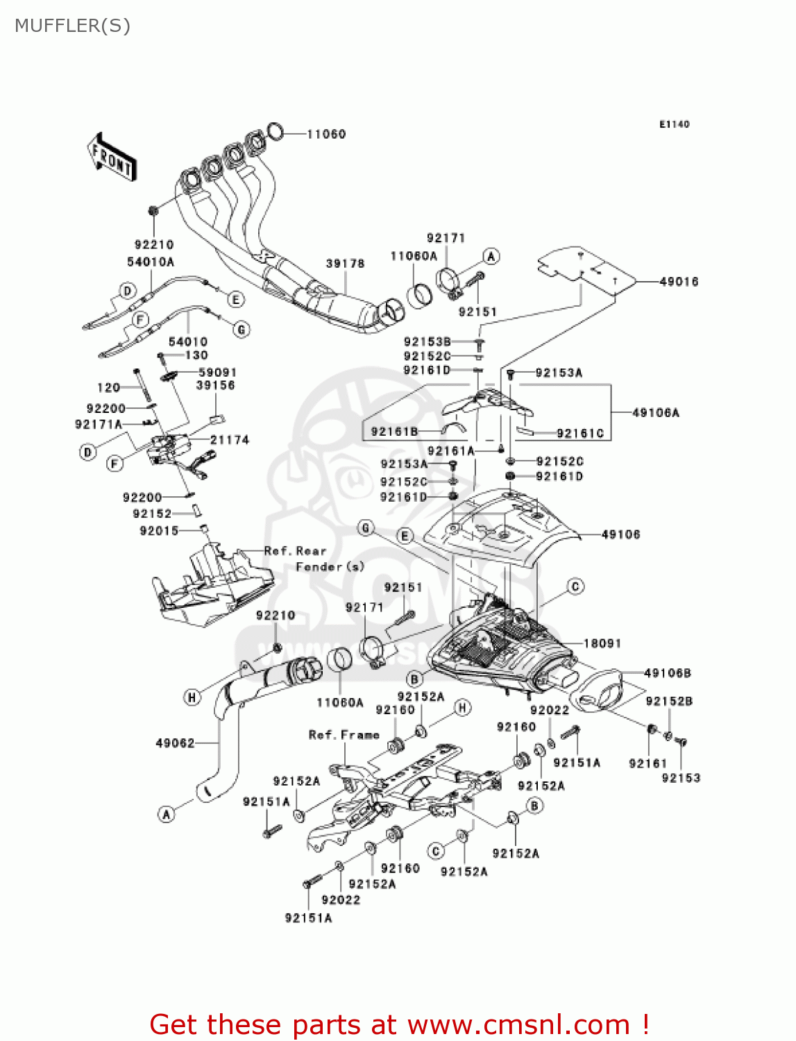 MUFFLER(S) ZX636D6F ZX6R 2006 USA CALIFORNIA CANADA