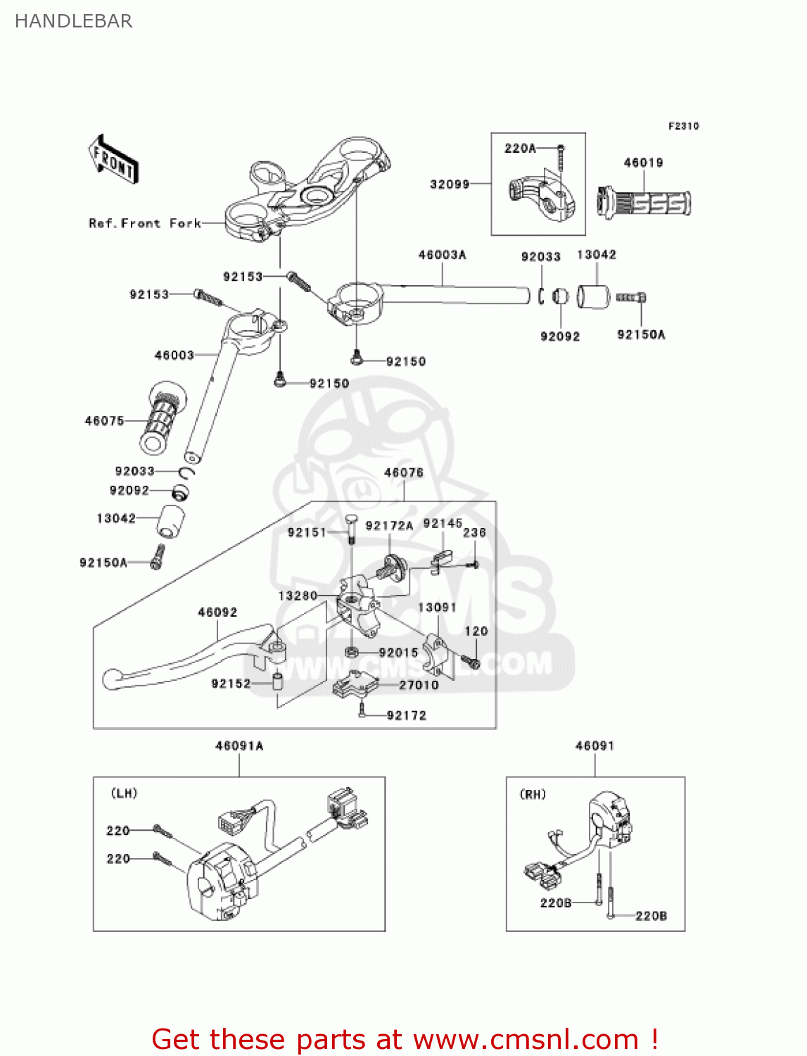 HANDLEBAR ZX636D6F ZX6R 2006 USA CALIFORNIA CANADA
