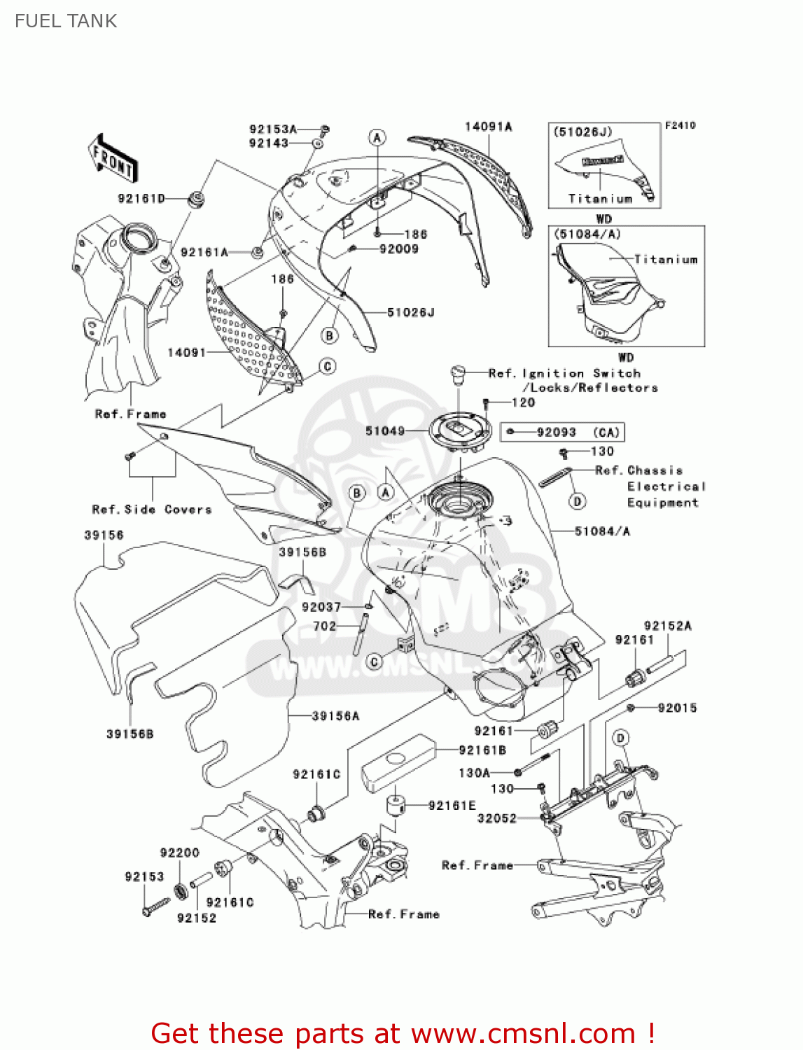 FUEL TANK ZX636D6F ZX6R 2006 USA CALIFORNIA CANADA