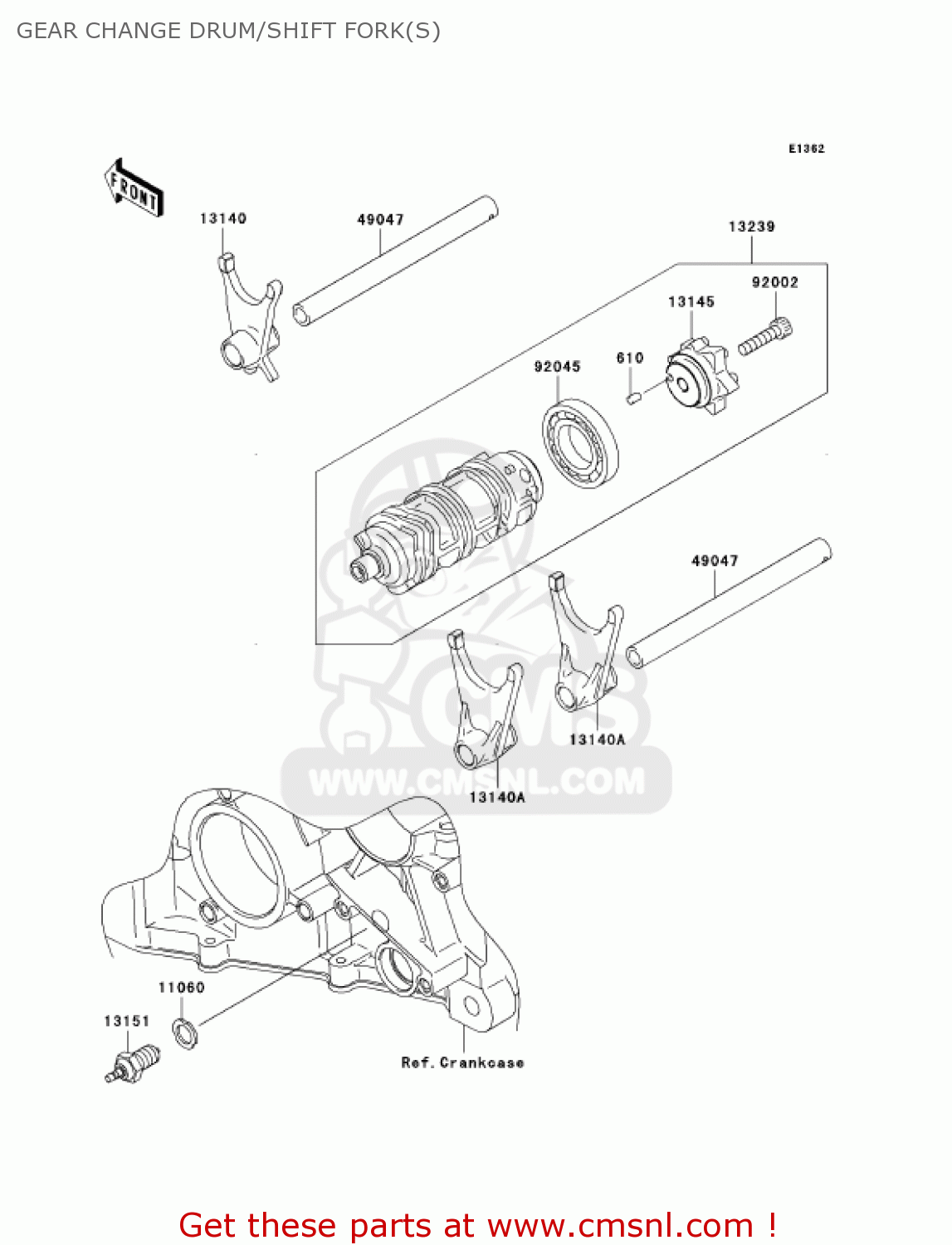 GEAR CHANGE DRUM/SHIFT FORK(S) ZX636D6F ZX6R 2006 USA CALIFORNIA CANADA