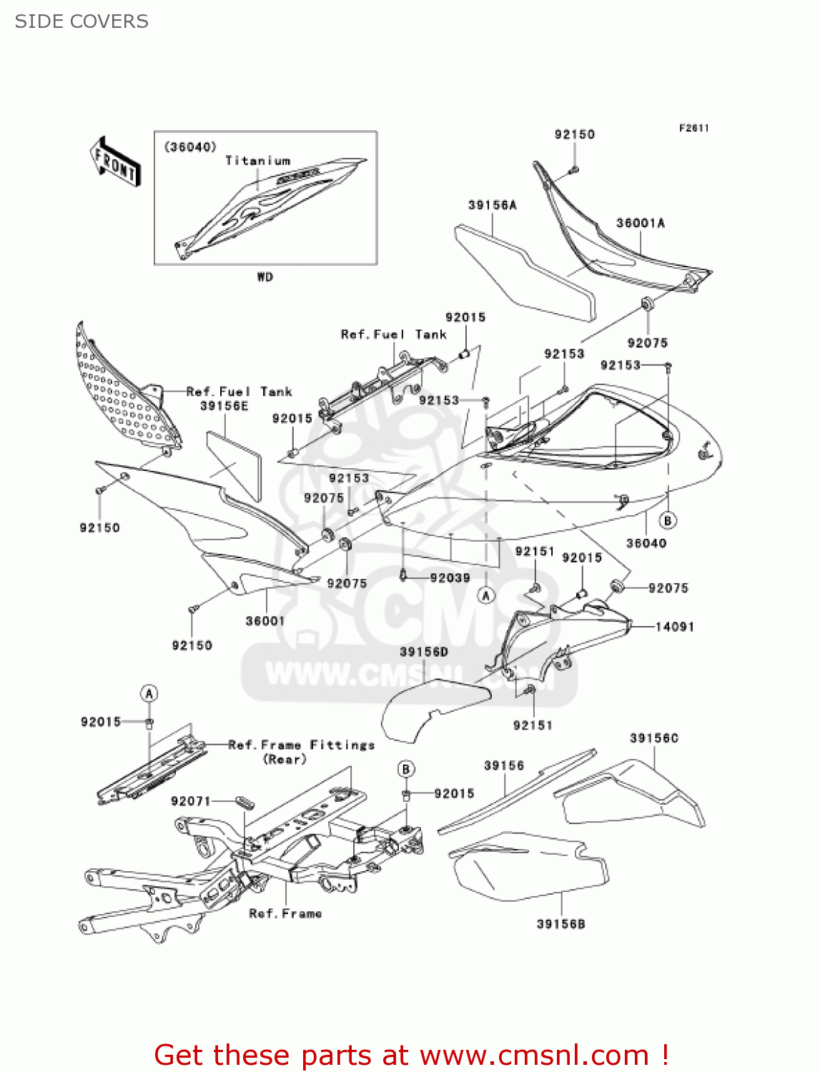 SIDE COVERS ZX636D6F ZX6R 2006 USA CALIFORNIA CANADA