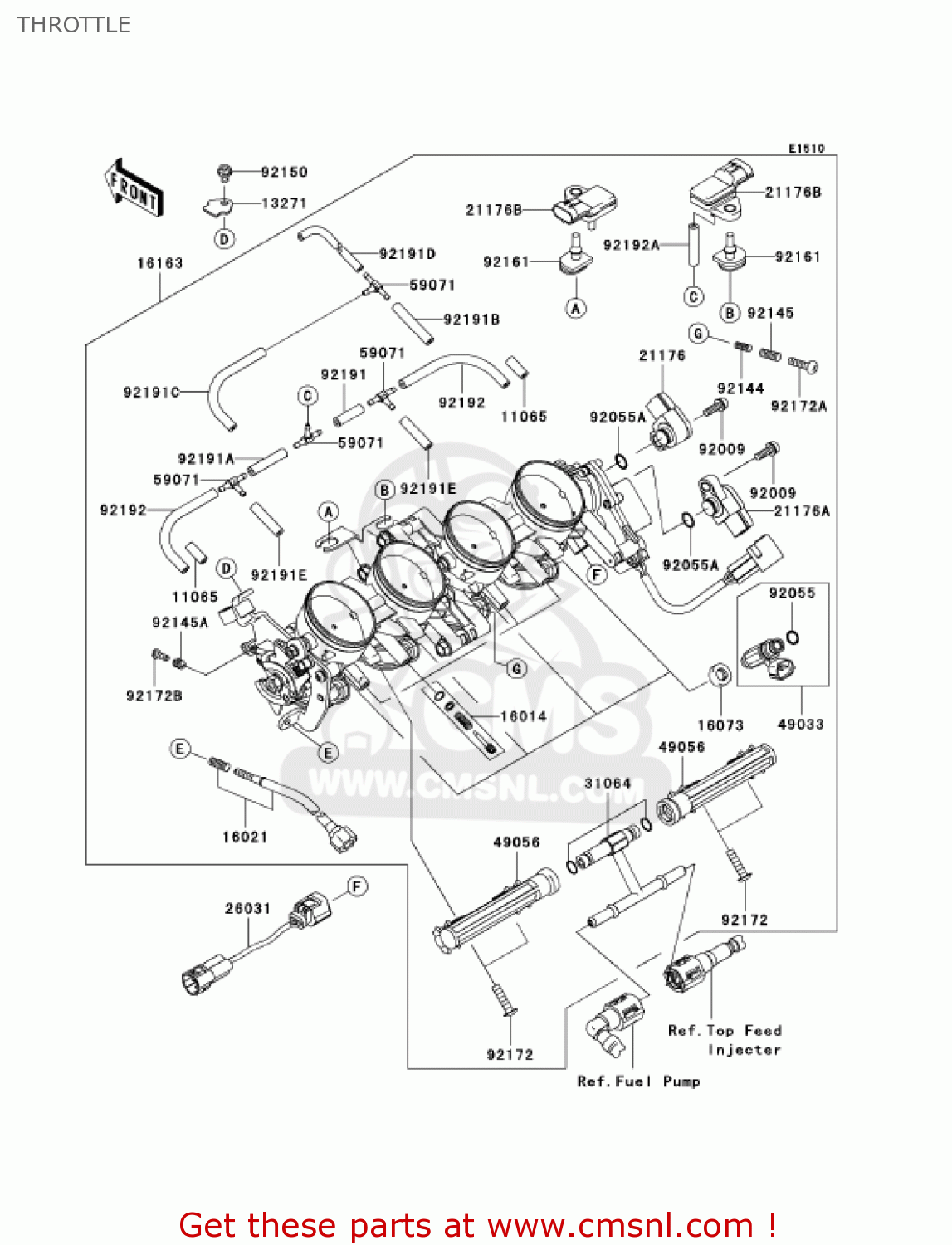 THROTTLE ZX636D6F ZX6R 2006 USA CALIFORNIA CANADA