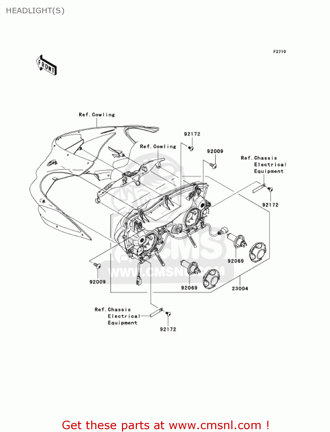 HEADLIGHT(S) ZX636D6F ZX6R 2006 USA CALIFORNIA CANADA