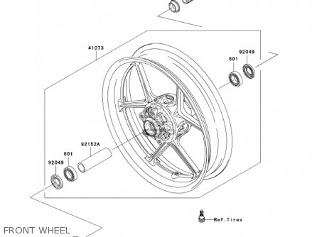 FRONT WHEEL - ZX636D6F ZX6R 2006 USA CALIFORNIA CANADA