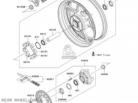 REAR WHEEL/CHAIN - ZX636D6F ZX6R 2006 USA CALIFORNIA CANADA