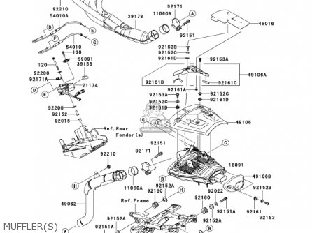 MUFFLER(S) - ZX636D6F ZX6R 2006 USA CALIFORNIA CANADA