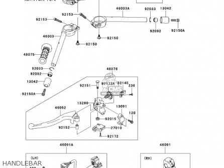 HANDLEBAR - ZX636D6F ZX6R 2006 USA CALIFORNIA CANADA