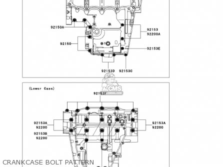 CRANKCASE BOLT PATTERN - ZX636D6F ZX6R 2006 USA CALIFORNIA CANADA
