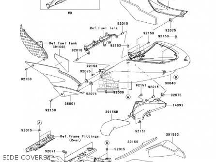 SIDE COVERS - ZX636D6F ZX6R 2006 USA CALIFORNIA CANADA