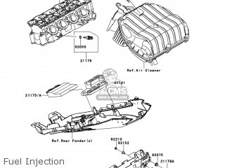 Kawasaki ZX636EDF NINJA ZX6R 2013 USA parts lists and schematics