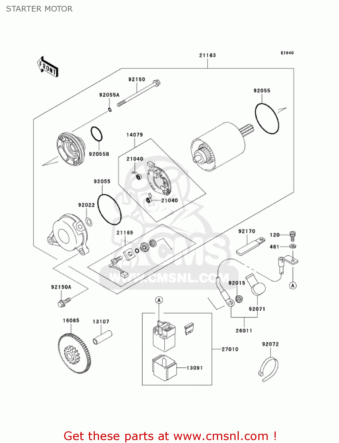 STARTER MOTOR ZX750-P8 2003 USA CALIFORNIA CANADA