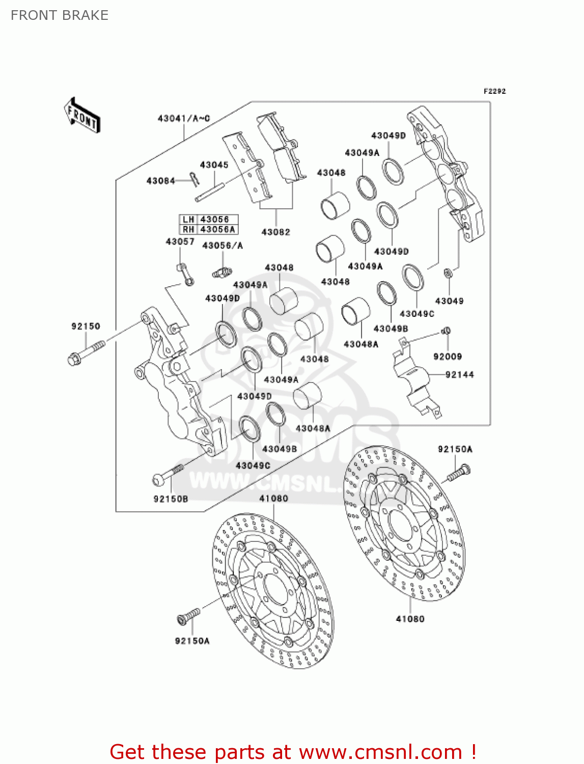 FRONT BRAKE ZX750-P8 2003 USA CALIFORNIA CANADA