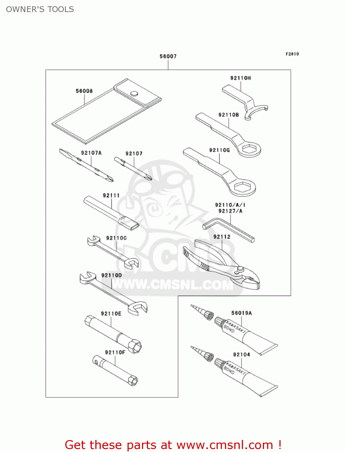 OWNER'S TOOLS ZX750-P8 2003 USA CALIFORNIA CANADA