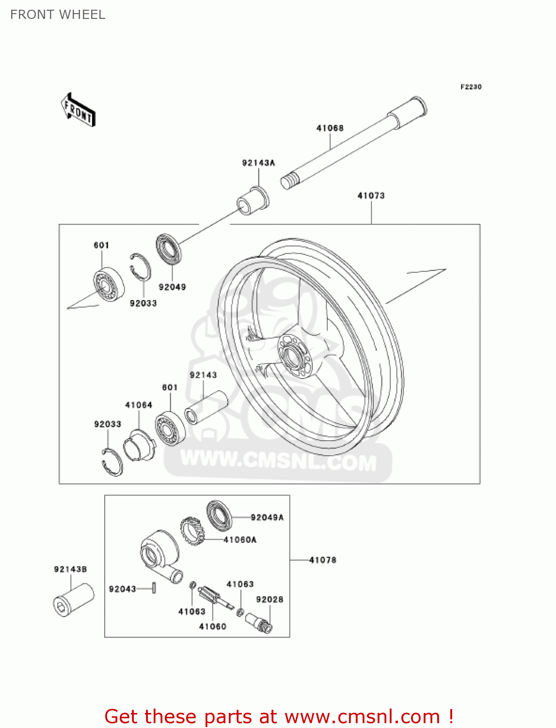 FRONT WHEEL ZX750-P8 2003 USA CALIFORNIA CANADA