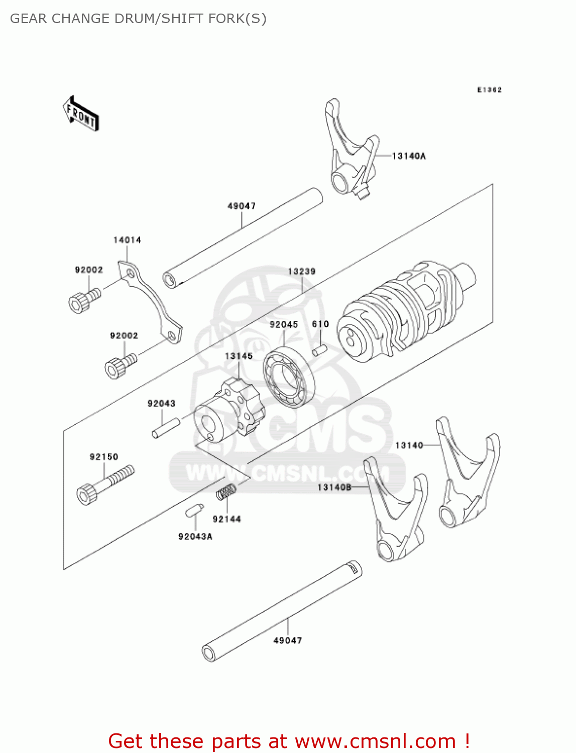 GEAR CHANGE DRUM/SHIFT FORK(S) ZX750-P8 2003 USA CALIFORNIA CANADA