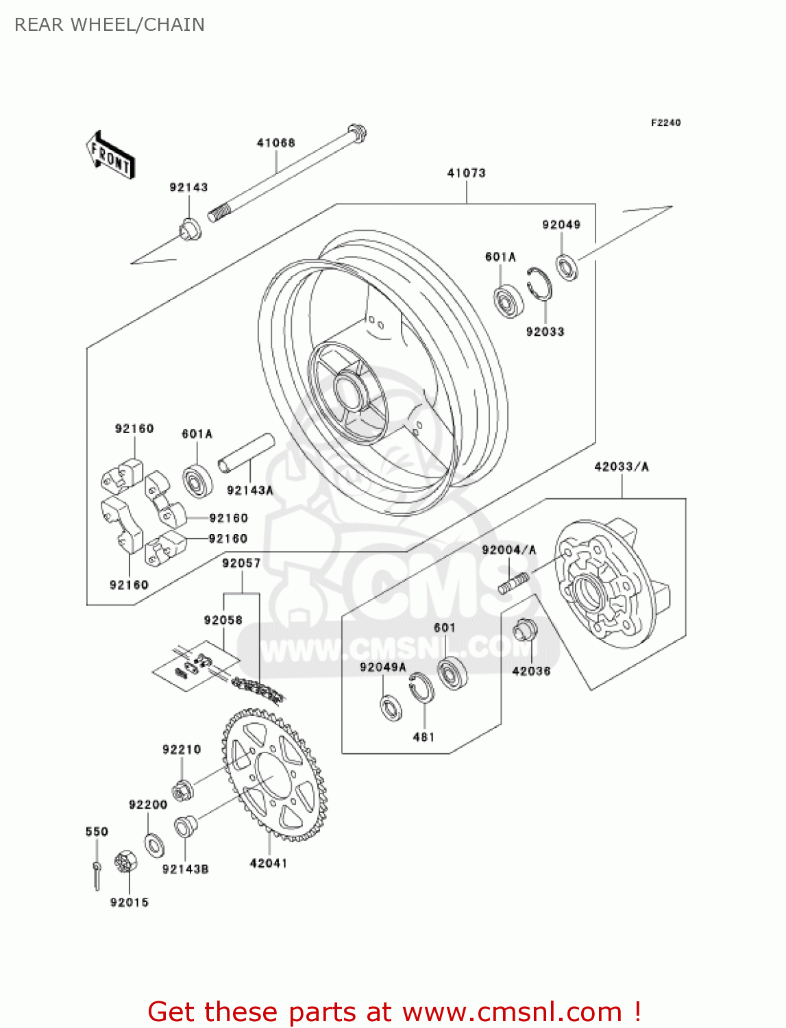 REAR WHEEL/CHAIN ZX750-P8 2003 USA CALIFORNIA CANADA
