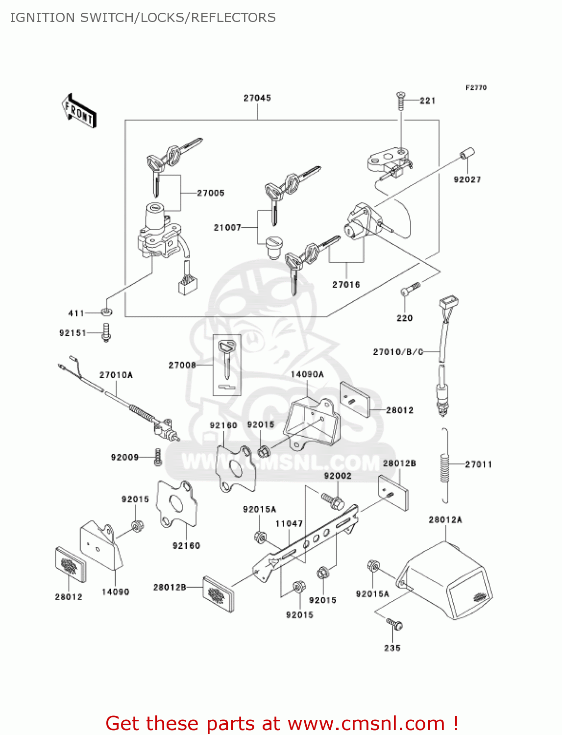 IGNITION SWITCH/LOCKS/REFLECTORS ZX750-P8 2003 USA CALIFORNIA CANADA