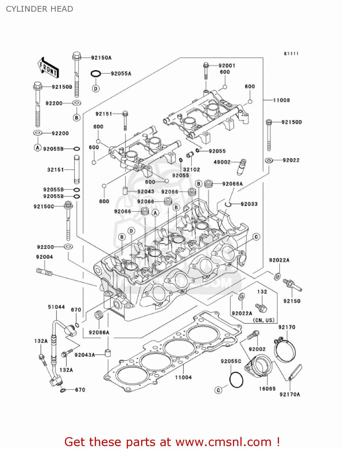 CYLINDER HEAD ZX750-P8 2003 USA CALIFORNIA CANADA
