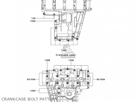 CRANKCASE BOLT PATTERN - ZX750-P8 2003 USA CALIFORNIA CANADA