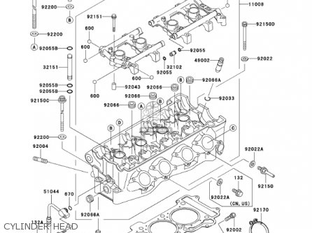 CYLINDER HEAD - ZX750-P8 2003 USA CALIFORNIA CANADA