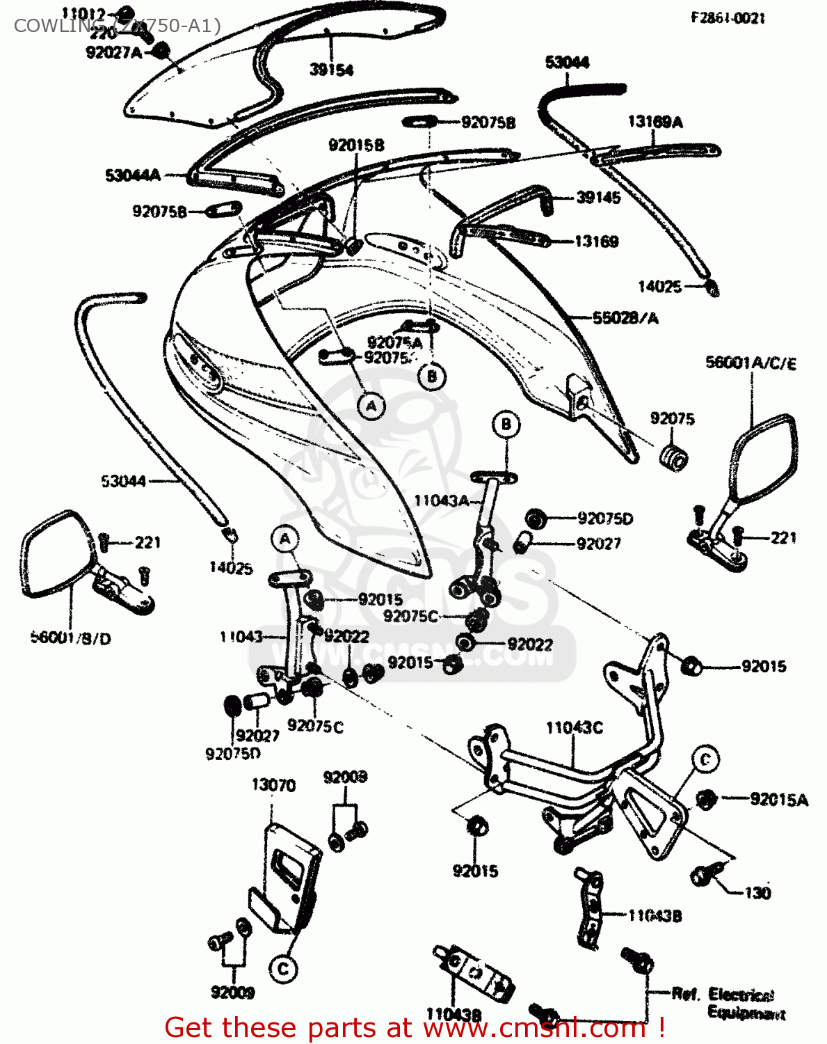 COWLING (ZX750-A1) ZX750A1 1983 EUROPE UK FR IT NR SD ST