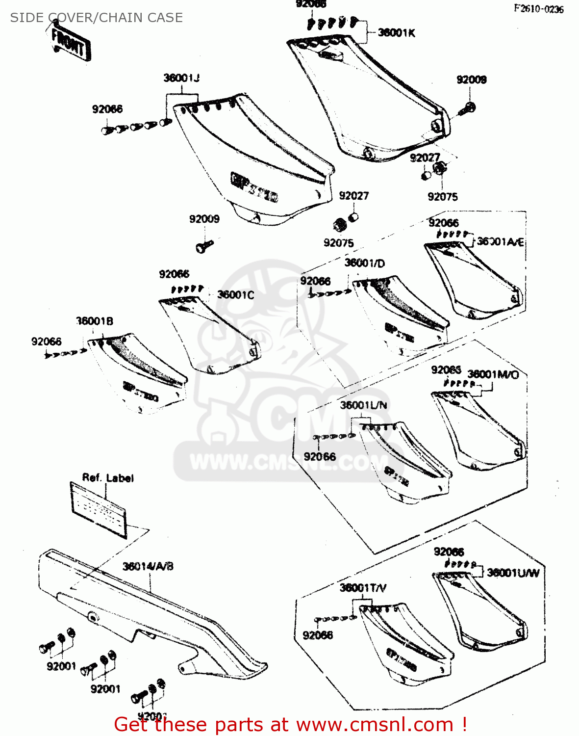 SIDE COVER/CHAIN CASE ZX750A1 1983 EUROPE UK FR IT NR SD ST
