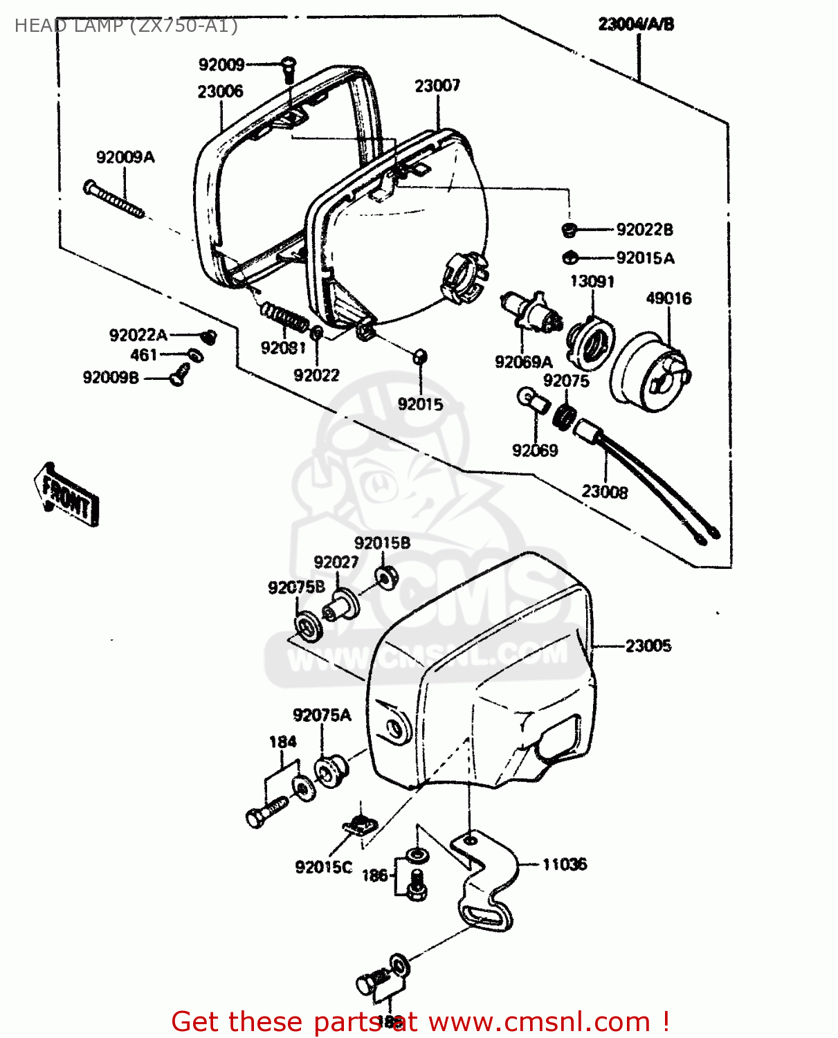 HEAD LAMP (ZX750-A1) ZX750A1 1983 EUROPE UK FR IT NR SD ST