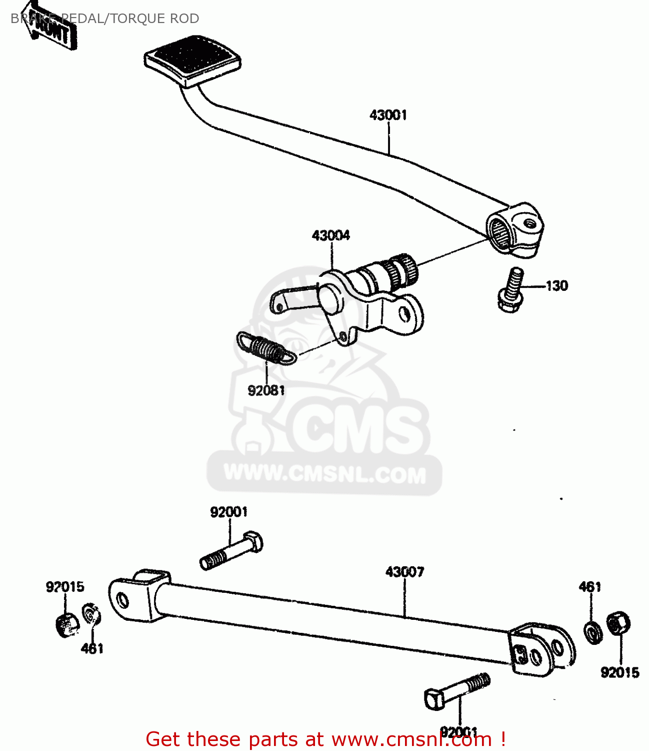 BRAKE PEDAL/TORQUE ROD ZX750A1 1983 EUROPE UK FR IT NR SD ST