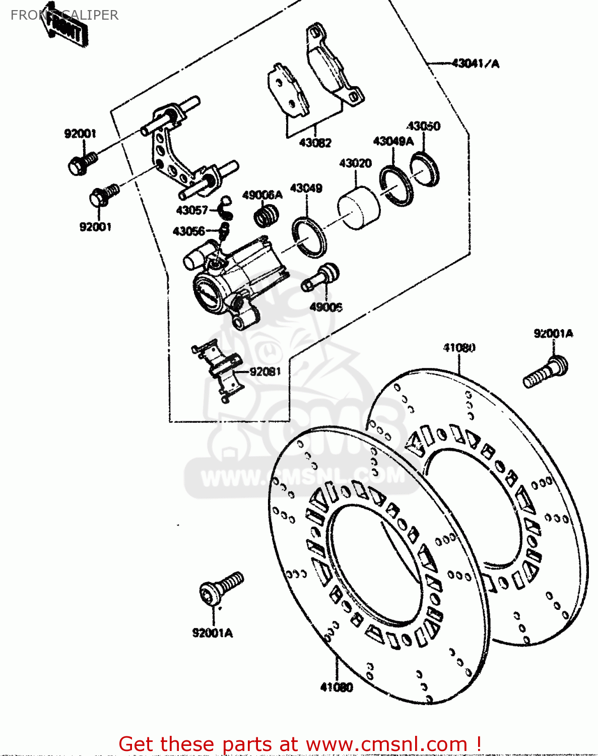 FRONT CALIPER ZX750A1 1983 EUROPE UK FR IT NR SD ST