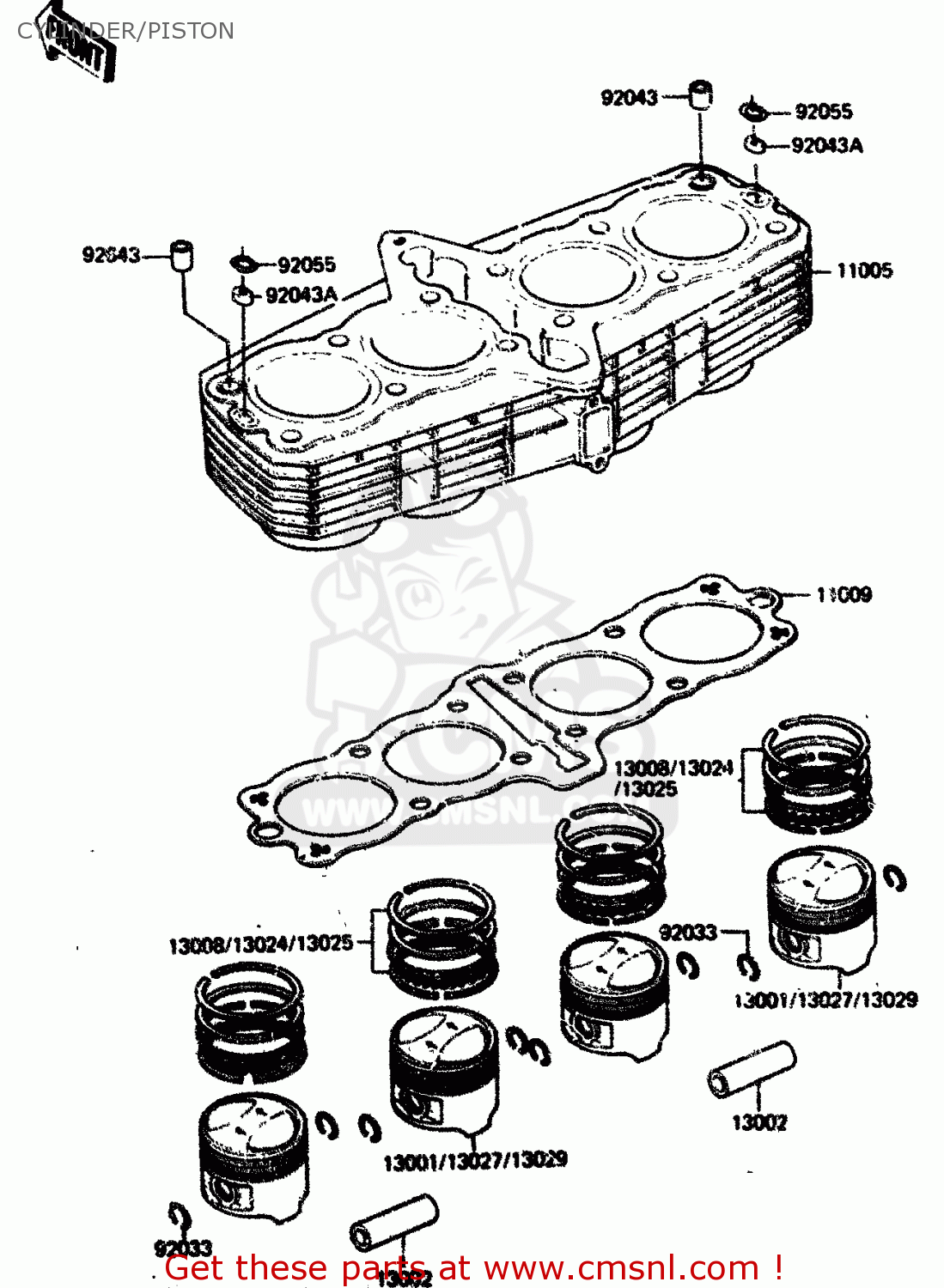 CYLINDER/PISTON ZX750A1 1983 EUROPE UK FR IT NR SD ST