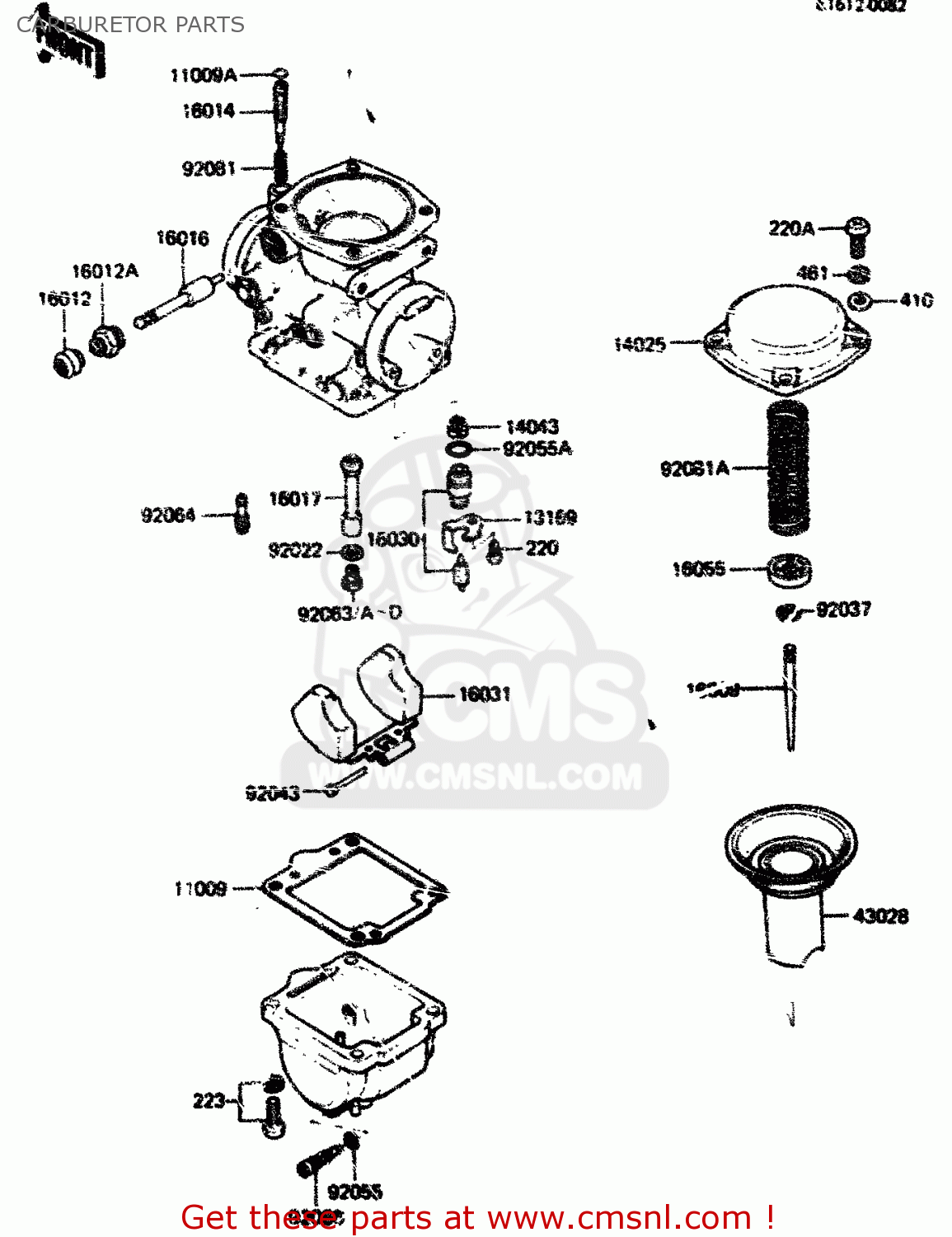 CARBURETOR PARTS ZX750A1 1983 EUROPE UK FR IT NR SD ST
