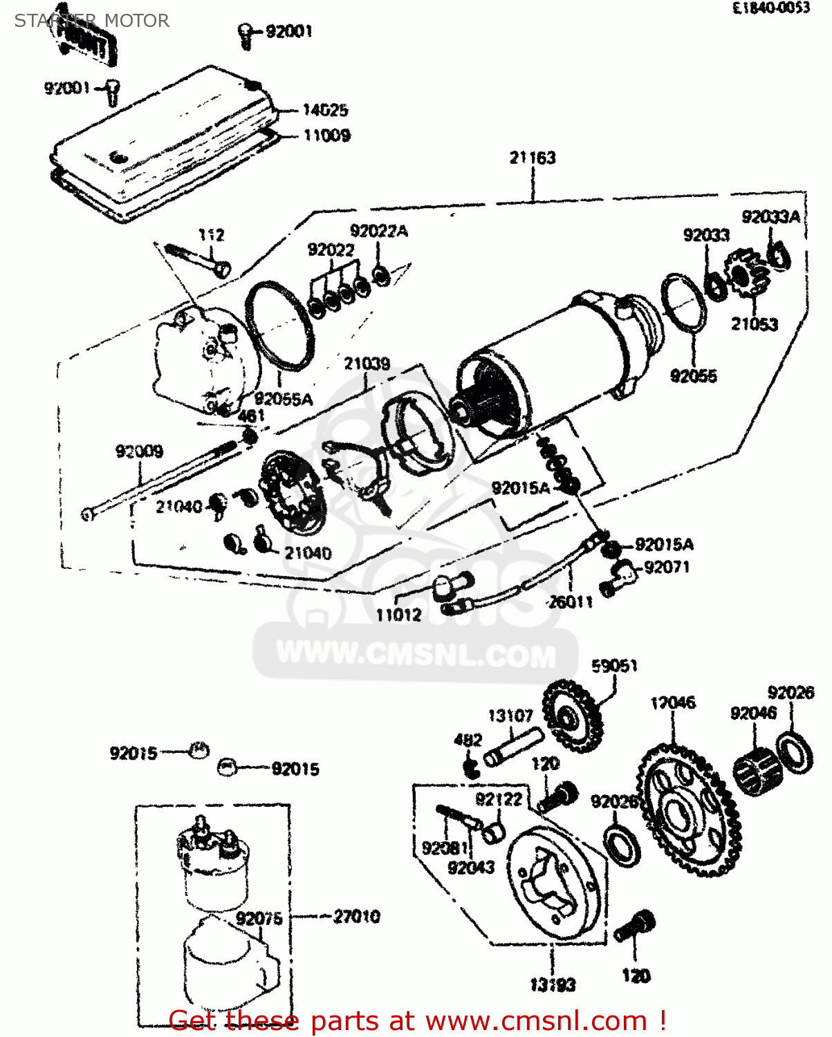 STARTER MOTOR ZX750A1 1983 EUROPE UK FR IT NR SD ST