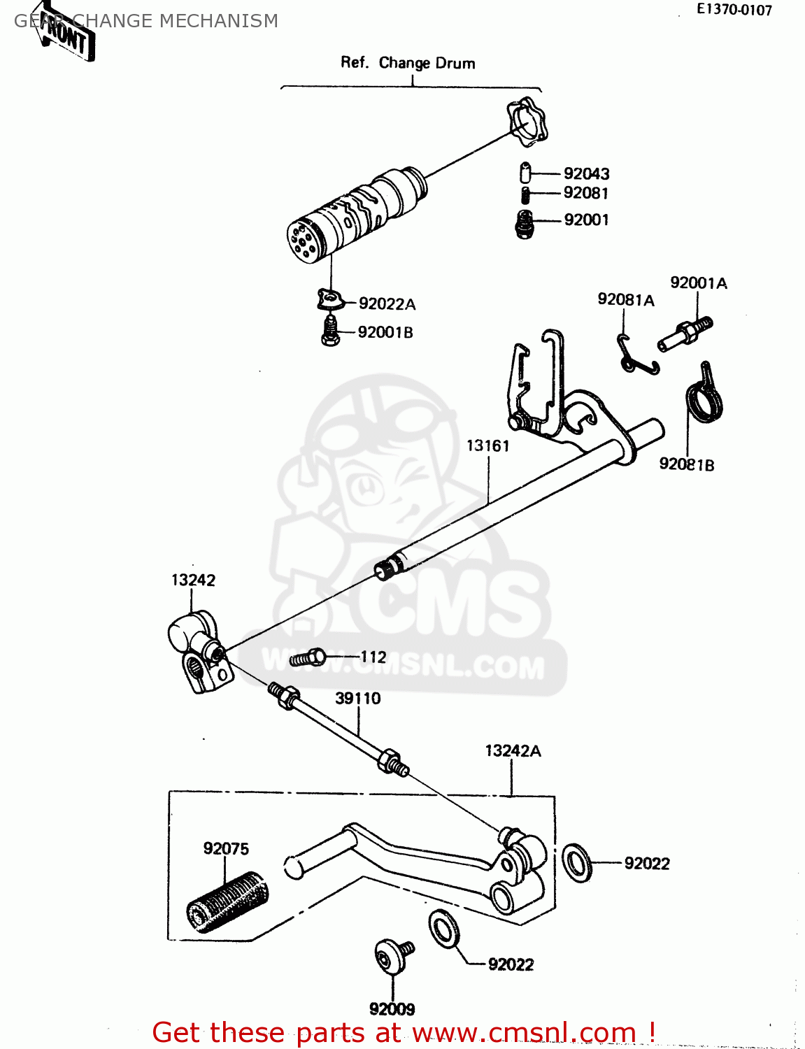 GEAR CHANGE MECHANISM ZX750A1 1983 EUROPE UK FR IT NR SD ST