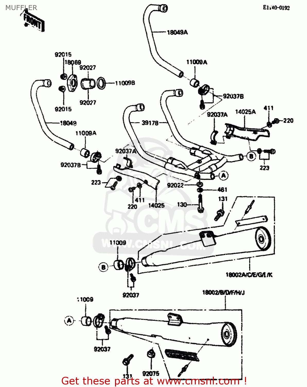 MUFFLER ZX750A1 1983 EUROPE UK FR IT NR SD ST