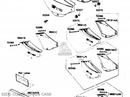 SIDE COVER/CHAIN CASE - ZX750A1 1983 EUROPE UK FR IT NR SD ST
