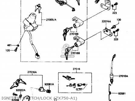 IGNITION SWITCH/LOCK (ZX750-A1) - ZX750A1 1983 EUROPE UK FR IT NR SD ST