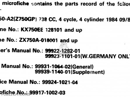 PUBLICATIONS - ZX750A1 1983 EUROPE UK FR IT NR SD ST