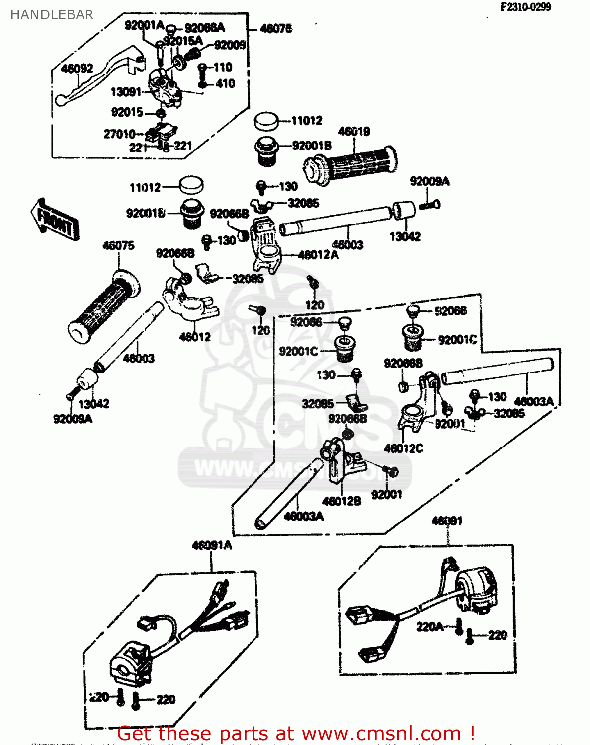 HANDLEBAR ZX750A2 1984 EUROPE UK FR GR IT NR SD