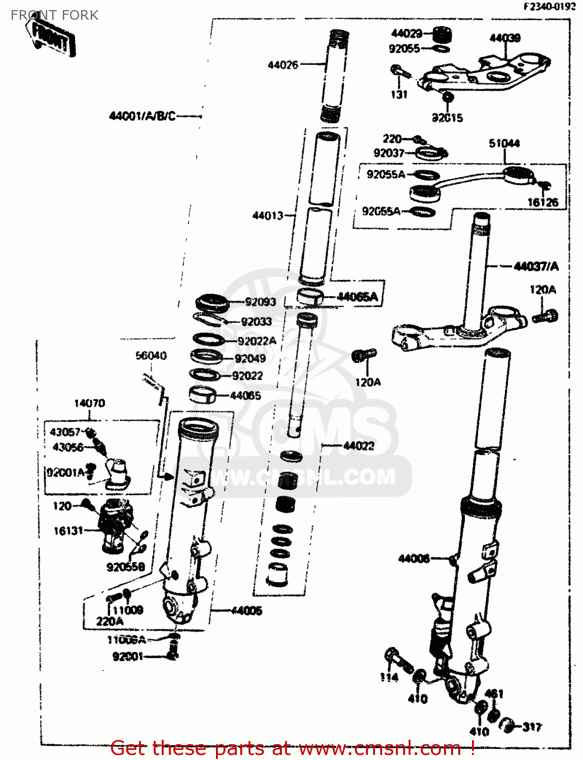 FRONT FORK ZX750A2 1984 EUROPE UK FR GR IT NR SD