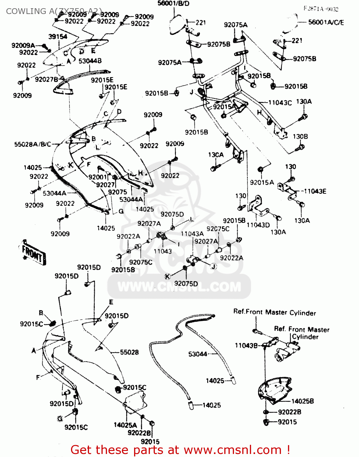 COWLING A(ZX750-A2) ZX750A2 1984 EUROPE UK FR GR IT NR SD