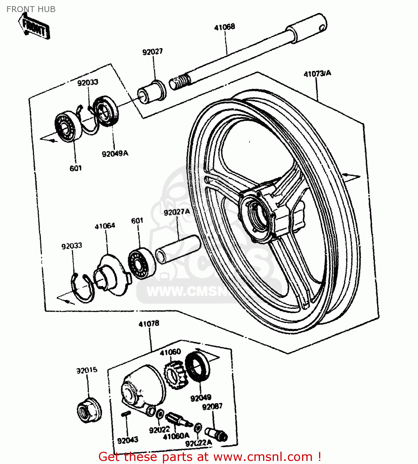 FRONT HUB ZX750A2 1984 EUROPE UK FR GR IT NR SD
